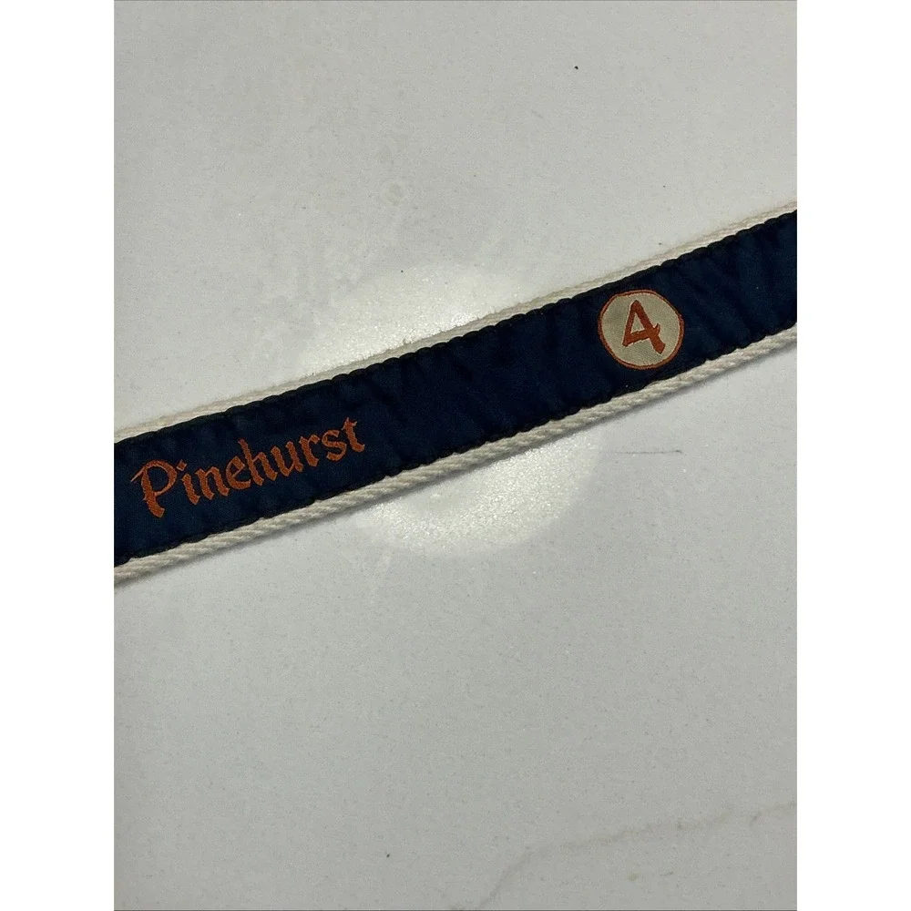 Pinehurst Golf YRI Men's 34/85 Ribbon Belt Blue Canvas Leather Brass Buckle